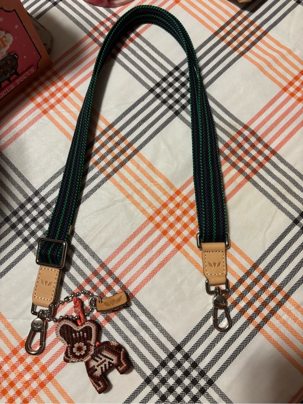 Consuela Green and Black slim Striped Adjustable Strap with Donkito Charm